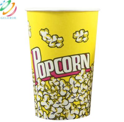 China Eco Friendly Disposable Food Packaging Round Popcorn Paper Cups Bucket 24oz for sale