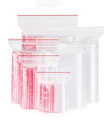 China Bolsas de papel que se pueden volver a sellar grandes Bolsas Ziplock de plástico transparente PE para acondicionamiento de alimentos en venta