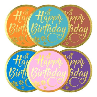 China Watercolor Happy Birthday Stickers Perforated For Kids Party Decoration for sale
