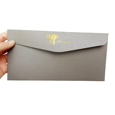 China Luxury Foil Logo Grey Paper Packet For Birthday Wedding Invitation Envelopes Card for sale