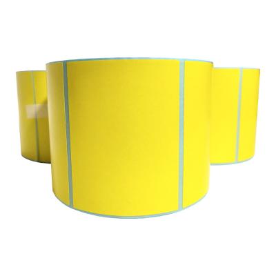 China Waterproof Label Paper Roll Color Round Yellow Waybill For Thermal Printer for sale