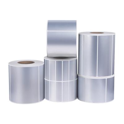 China Blank Adhesive Matt Silver Polyester Label Roll For Thermal Transfer for sale