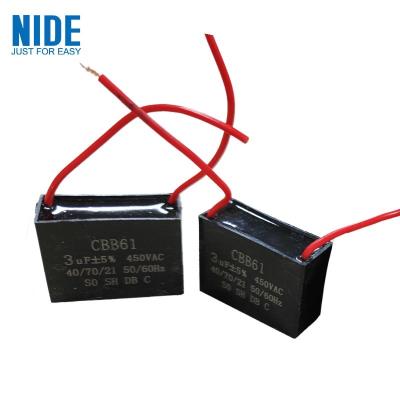 China CBB61 Air Conditioner Ceiling Fan Capacitor - 2 Wire 3UF 450V AC 60Hz for sale