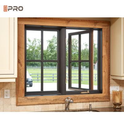 China Folding Champagne Color Aluminum Casement Windows With Double Triple Glazed for sale
