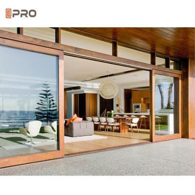 China Insulated Thermal Break Slim Aluminum Frame Glass Sliding Door For Residential Exterior Balcony for sale
