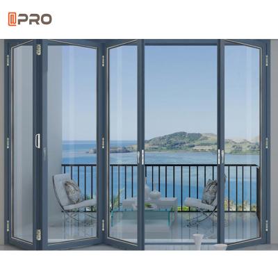 China Aluminum Glass Sliding Bi Folding Doors And Windows Horizontal Folding Door en venta