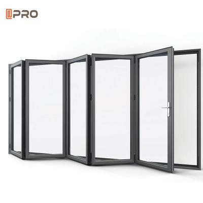 China Tempered Glass Aluminum Folding Doors Australian Standards Patio Soundproof Bifold Doors à venda