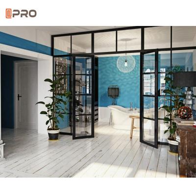 China Swing Open Exterior Black Metal French Doors Panel With Hardware Kit  AAMA AS2047 for sale
