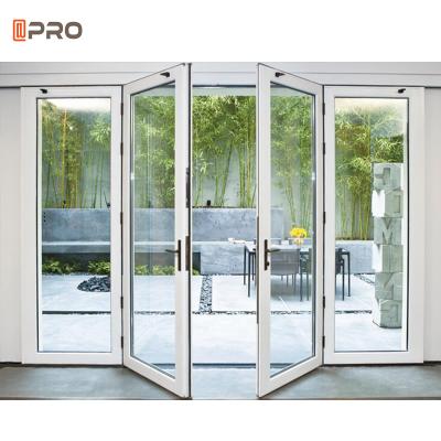 China Customize Size Swing Glass Aluminium Hinged Doors With Lock Glass And Steel Frame for sale