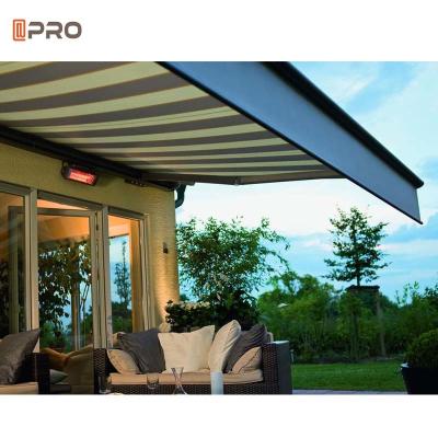 China Powder Coated Outdoor Motorized Awning Full Cassette 6M Wall Mount Folding Arm Awning for sale