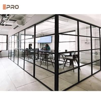 China Movable Soundproof Modern Office Partitions Panels 108mm Fireproof Glass Wall Separation Wall for sale