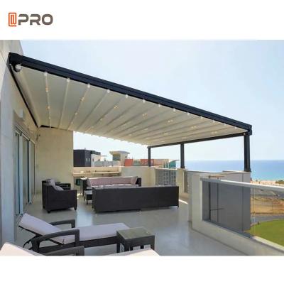 China Gazebos Aluminum Retractable Pergola Awning Automatic Folding Roof Sun Shading For Outdoor Patio for sale