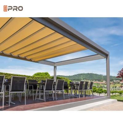China Retractable Modern Aluminum Pergola Waterproof Canopy Shade Cover Slide On Wire Roof for sale