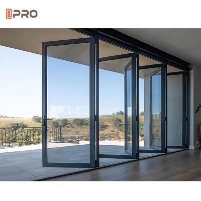 China Customized Outdoor Aluminum Sliding Folding Doors With Built In Blinds Bifold Doors for sale