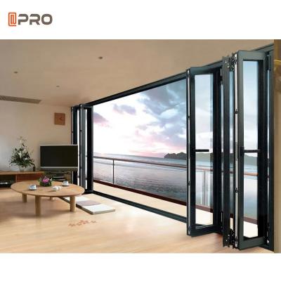 China Aluminum Glass Patio Exterior Bifold Doors Double Glazing Bi Folding Door For Store for sale