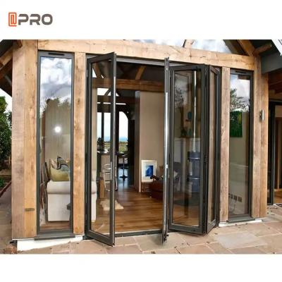 China APRO Commercial Aluminum Sliding Folding Glass Door Bi - Fold Garage Door for sale