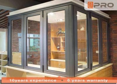 China Aluminium- Feld-Bifold Glas-Windows-Farbe optional für Küchen- und Stangenfalte vertikales Faltenfenster-Faltenschieben zu verkaufen