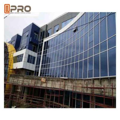 China Blue Color Aluminium Glass Curtain Wall For Building Exterior Wall Decoration for sale