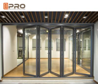 China Aluminium Exterior Bi Fold Sliding Doors Foldable Glass Doors ISO Certification folding sliding patio doors for sale