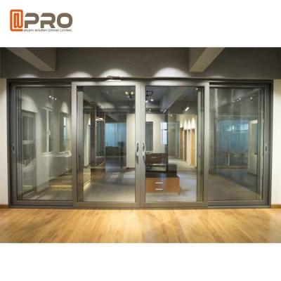 China O pó do projeto moderno revestiu as portas deslizantes de alumínio para portas de vidro de deslizamento automáticas comerciais opcionais da cor do escritório à venda