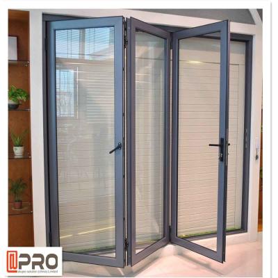 China Powder Coated Aluminium Bifold Doors Anti Aging Folding Panel Doors GLASS FOLDING DOOR HARDWARE FOLDING DOOR for sale