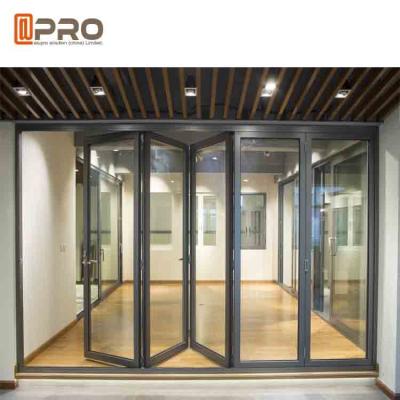 China Powder Coated Aluminum Folding Doors For Commercial Buildings Customized Size automatic folding door security folding do for sale