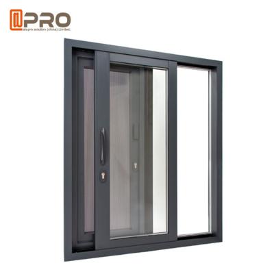 China Horizontal Aluminum Frame Sliding Glass Window With Insect Protection Window Screen aluminum sliding side window for sale