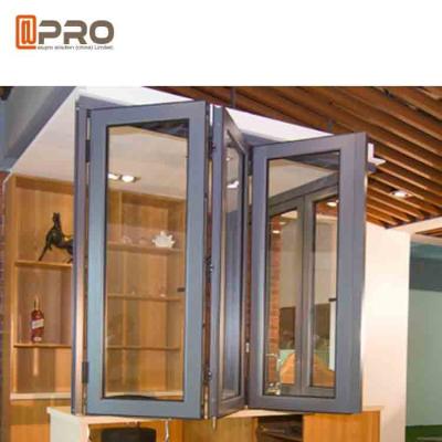 China Wind Proof Aluminum Bifold Windows Color Optional With Insulated Double Glass balcony folding window hardware folding for sale
