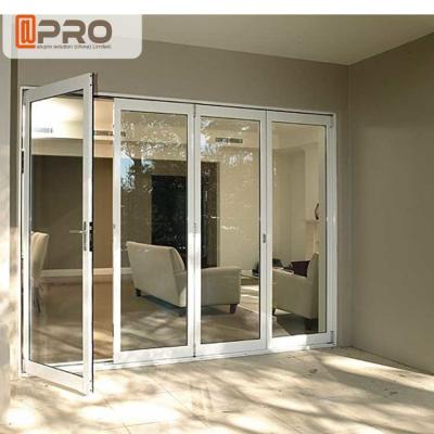 China Aluminum Accordion Toughened Layer Tempered Double Glass Door With Argon Gas Aluminium Import Hardware for sale