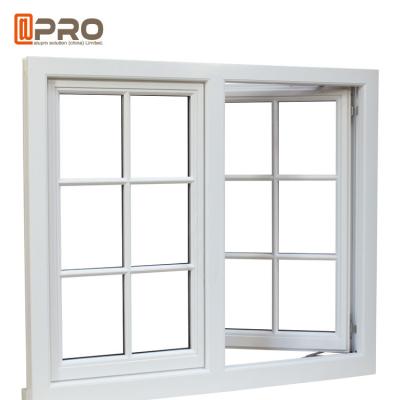 China Residential Push Out Casement Windows / Aluminium Pivoting Window With Grid Design white aluminium windows for sale