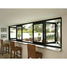 China Residential Aluminum Bifold Windows With Black Or Customized Color Heat Insulating bi-fold window sliding folding window for sale