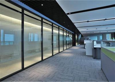 China Frosted Glass Aluminium Profile Wood Partition Doors For Modern Office for sale