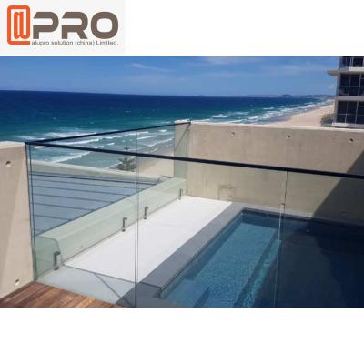 China Outdoor Stainless Steel Frameless Aluminum Handrail With Glass for sale
