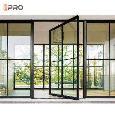China Modern Exterior Entry Swing Open T5 Aluminum Pivot Doors for sale