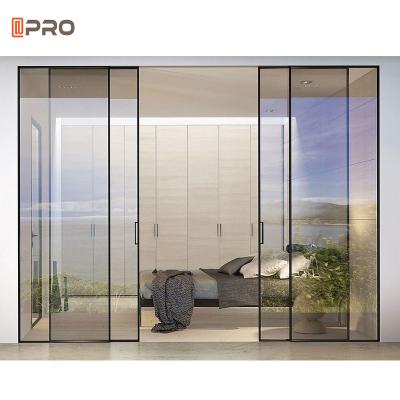 China Powder Coated Interior Bedroom Aluminium Sliding Glass Door Plexiglass for sale