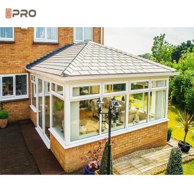China Slant Roof Winter Garden Sunroom Glass House Conservatory for sale