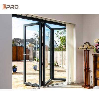 China Laminated Glass Aluminum Temporary Folding Door Commercial Partition Wall for sale