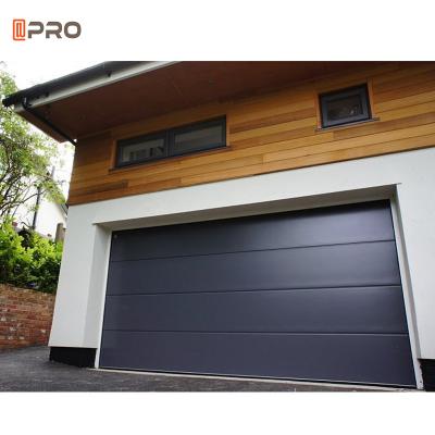 China Double Black Insulated Garage Doors Residential Panel Lift Horizontal Sliding Side Hinged for sale