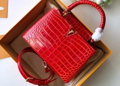China Lady Taurillon Leather Trapezoid Crocodile Skin Bag High Capicity for sale