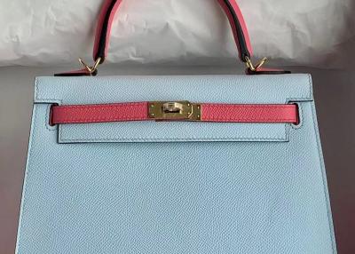China Sky Blue Alligator Skin Handbags , Clutch Shape Women Birkin Bag for sale