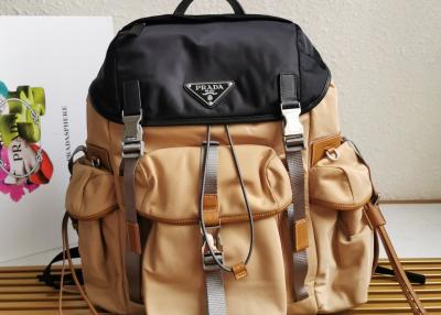 China Saffiano Leather Apricot Luxury Brand Backpack With Multiple Pockets for sale