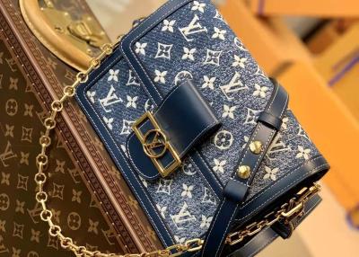 China Denim Blue Monogram Pattern Single Strap Shoulder Bag for sale