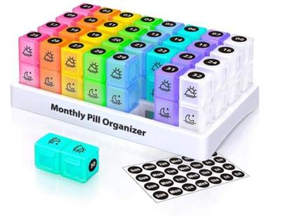 China 32 Compartments Colorful Plastic Pill Box Medicine Organizer Case for sale
