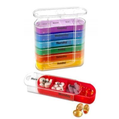 China 7 Daily Compartments Vintamine Medicine Organizer 4 Times a Day Weekly Medicine Pill Box Container for sale