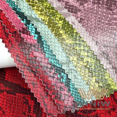 China Garments Snakeskin Faux Leather Fabric PU Synthetic Patterned Faux Leather Sheets for sale