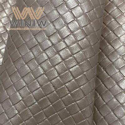 China Faux Shoes Synthetic Leather Woven Pattern Microfiber Breathable Leather Fabric for sale