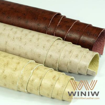China Tela de tapicería de cuero de envío asequible y rápida de la falsa avestruz usada en bolsos de los zapatos en venta