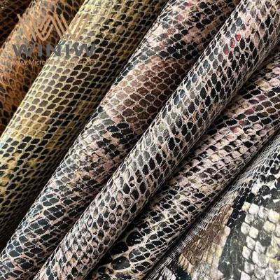 China Custom Artificial Snake Skin Vinyl Fabric Bag Makers Real Snake Skin for sale
