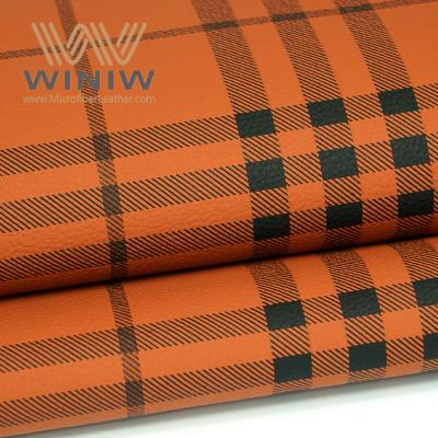 China Animal Rights Tartan Check 2mm Faux Leather For Furniture Faux Patent Leather Fabric for sale