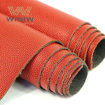 China Red Basketball Skin Pattern Polyurethane Vegan Leather World Of Fashion Classic Look for sale
